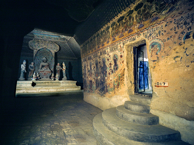 The entrance to cave 17, was discovered inside cave 16. Photo: Wu Jian 吴健, pictures provided by Dunhuang Academy. 